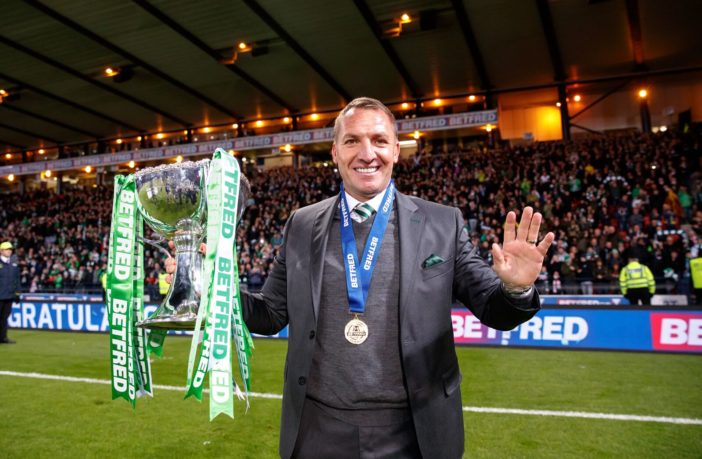 Brendan Rodgers with his first trophy as Celtic boss