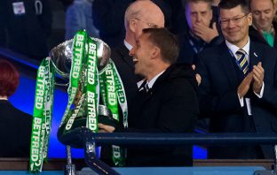 Brendan Rodgers with the trophy