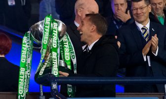 Brendan Rodgers with the trophy