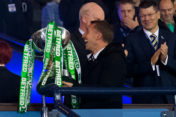 Brendan Rodgers with the trophy