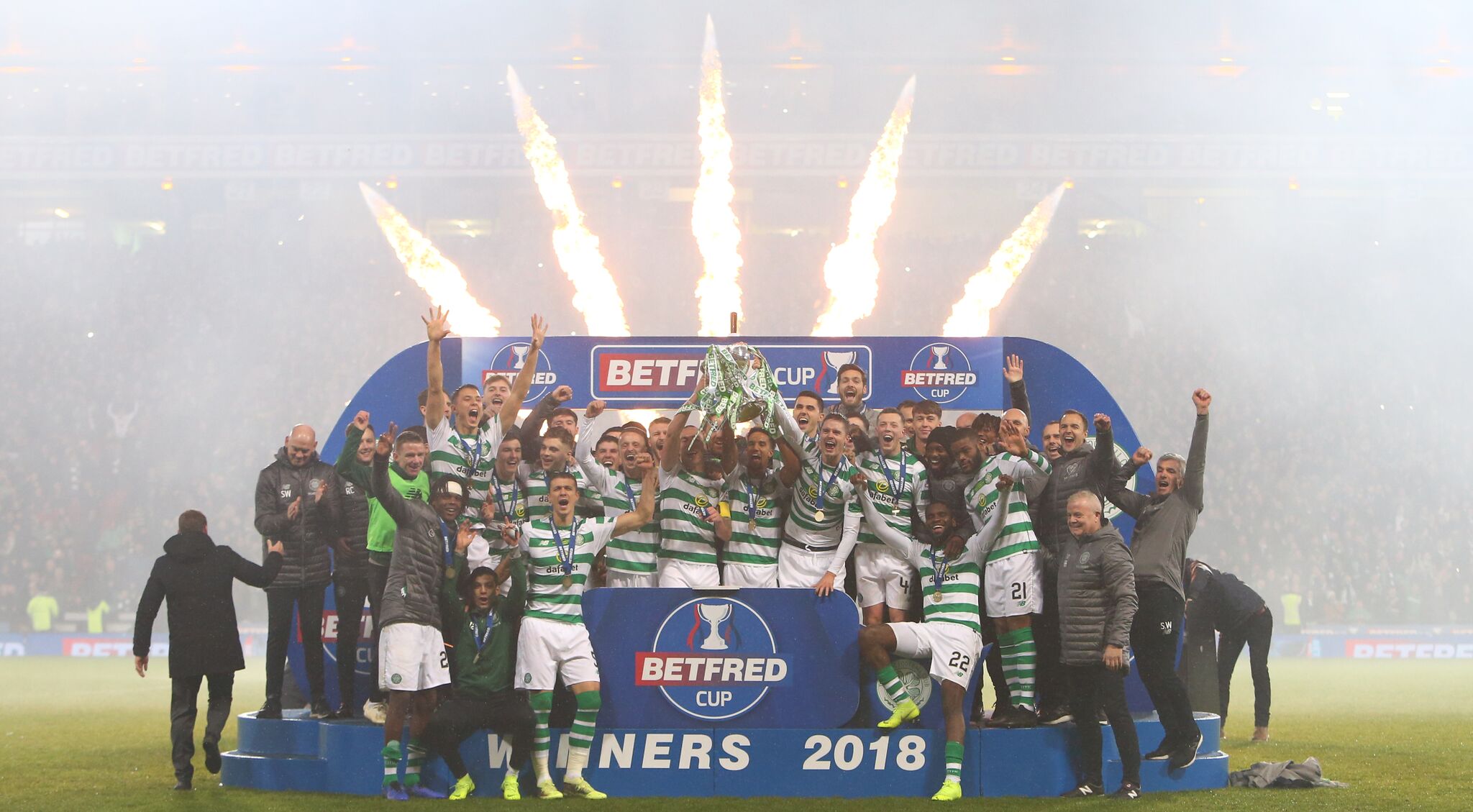 Celtic team with the cup