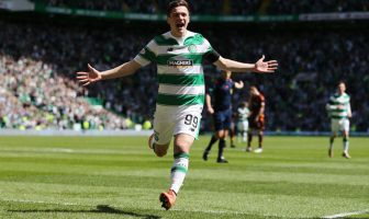 Jack Aitchison celebrates scoring on his Celtic debut