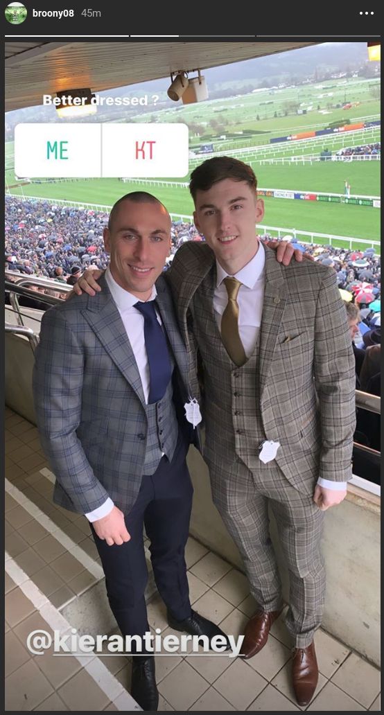 Scott Brown and Kieran Tierney at the racing 
