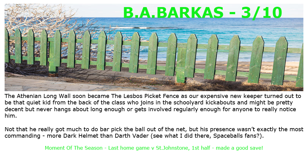 Sandman's season review on Barkas 