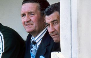 Sean Fallon alongside Jock Stein