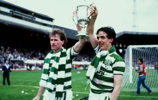 Davie Provan and Frank McGarvey with the Scottish Cup