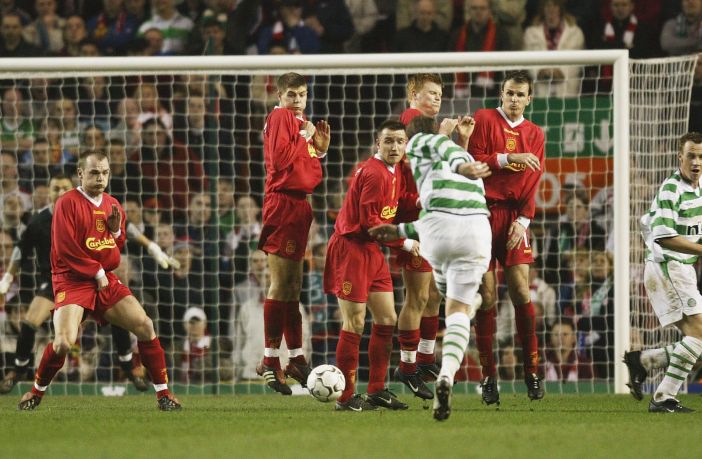 Alan Thompson of Celtic scores t
