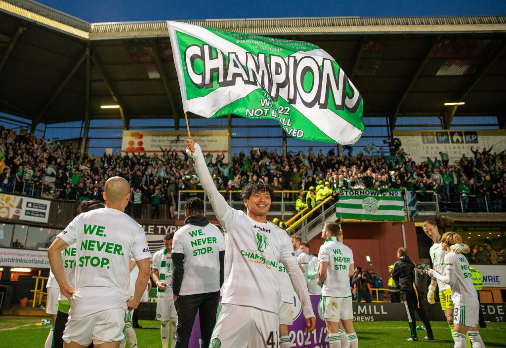 Celtic title party at Tannadice, May 2022