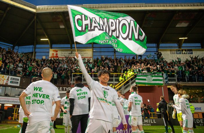 Celtic title party at Tannadice, May 2022