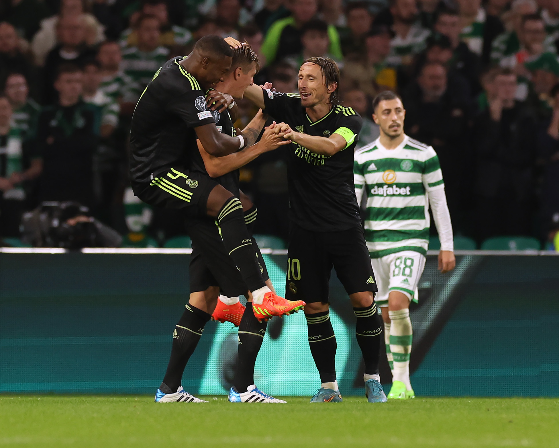 David Alaba, Toni Kroos and Luka Modric celebrate 