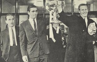 John Hughes and Billy McNeill with the League Cup