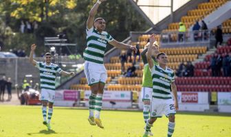 Celtic players post-match celebrations