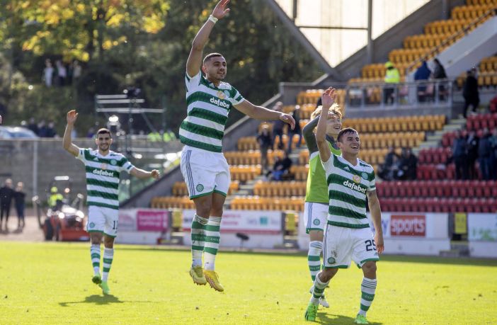 Celtic players post-match celebrations