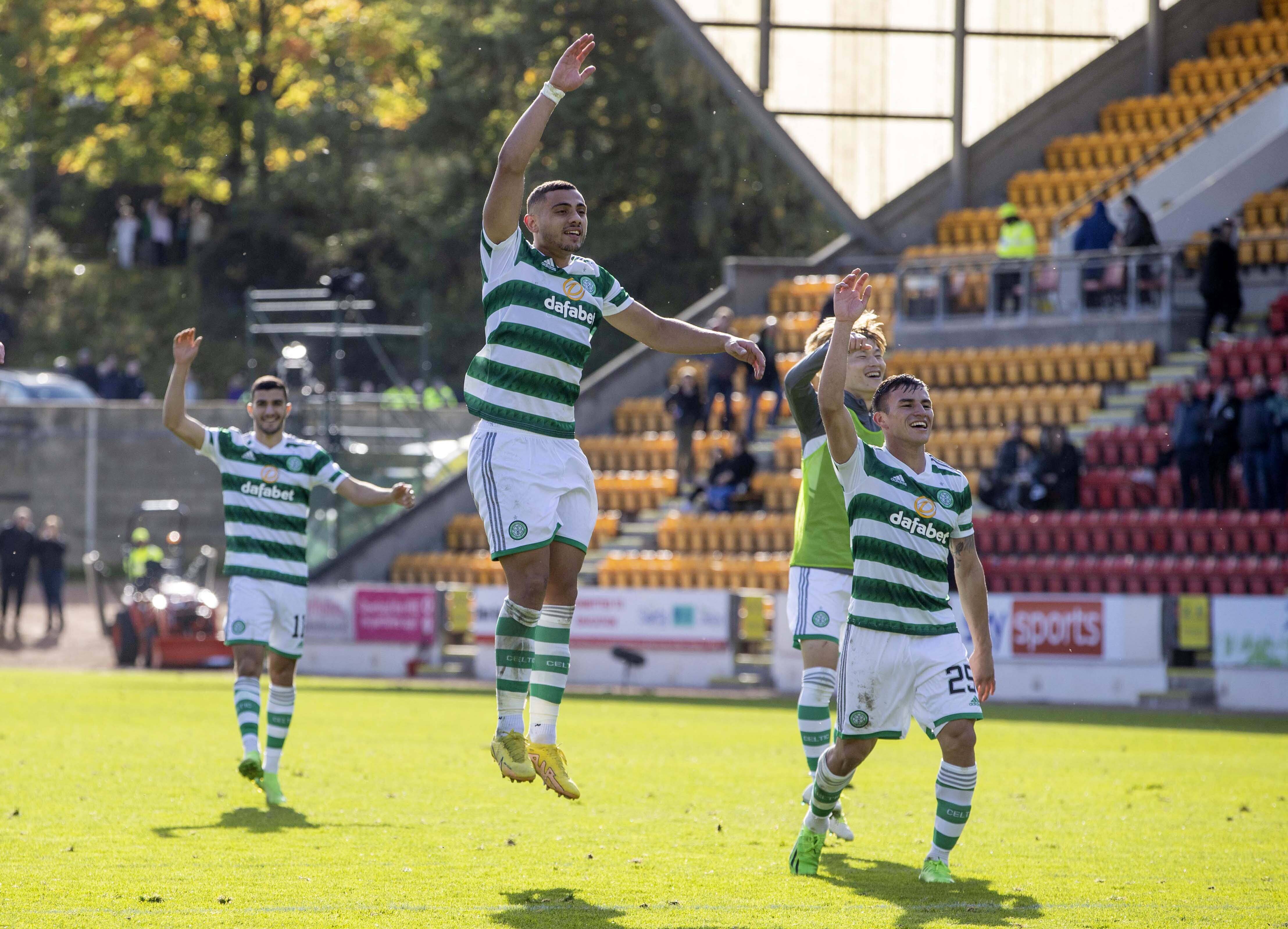 Celtic players post-match celebrations