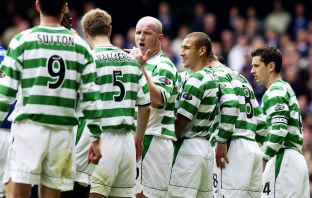 Chris Sutton, Joos Valgaeren, John Hartson, Henrik Larsson, Alan Thompson and Jackie McNamara