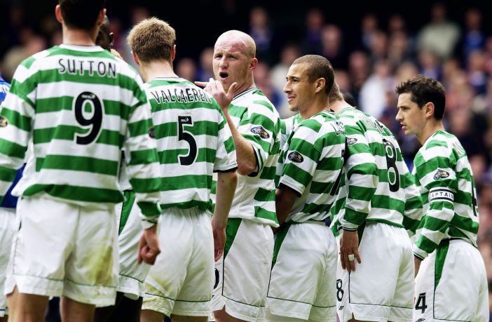 Chris Sutton, Joos Valgaeren, John Hartson, Henrik Larsson, Alan Thompson and Jackie McNamara