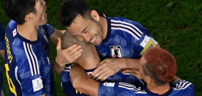 Daizen Maeda scores for Japan at the World Cup