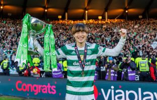 Kyogo with the League Cup
