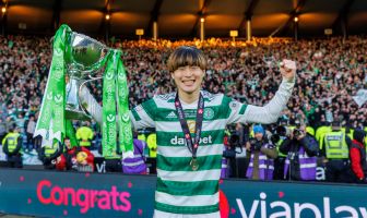 Kyogo with the League Cup