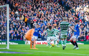 Kyogo scores against theRangers