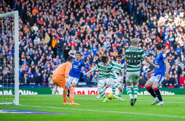 Kyogo scores against theRangers