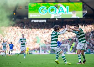Kyogo scores against theRangers