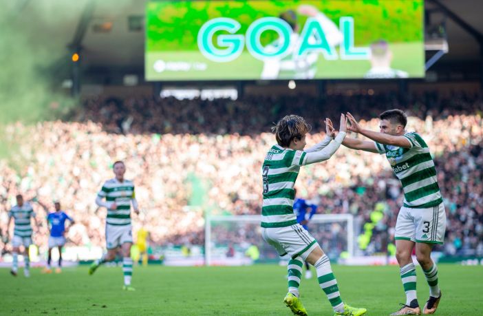 Kyogo scores against theRangers