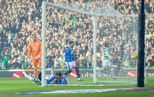 Kyogo scores against theRangers