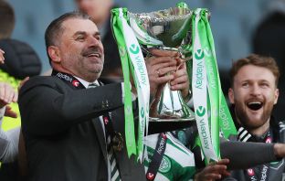 Ange Postecoglou lifts the League Cup