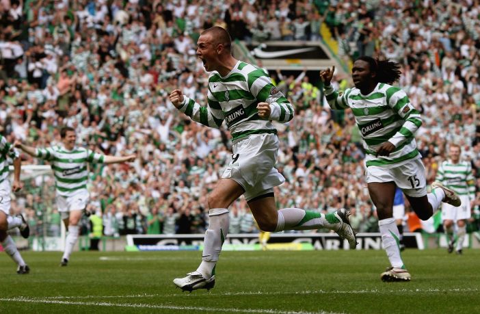 Kenny Miller of Celtic celebrates after scoring against Rangers