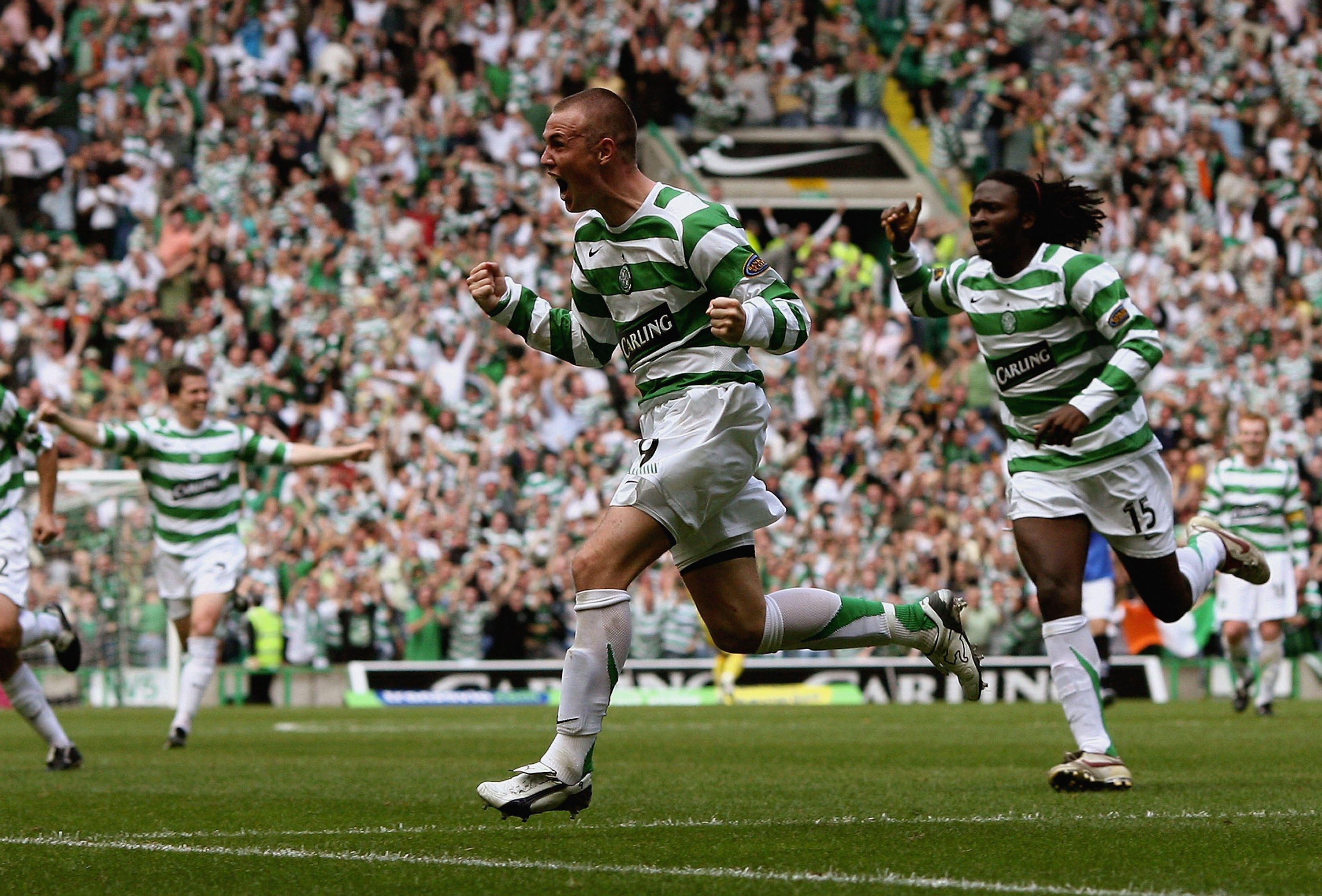 Kenny Miller of Celtic celebrates after scoring against Rangers