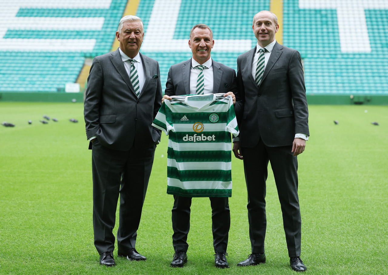 Peter Lawwell, Brendan Rodgers and Michael Nicholson