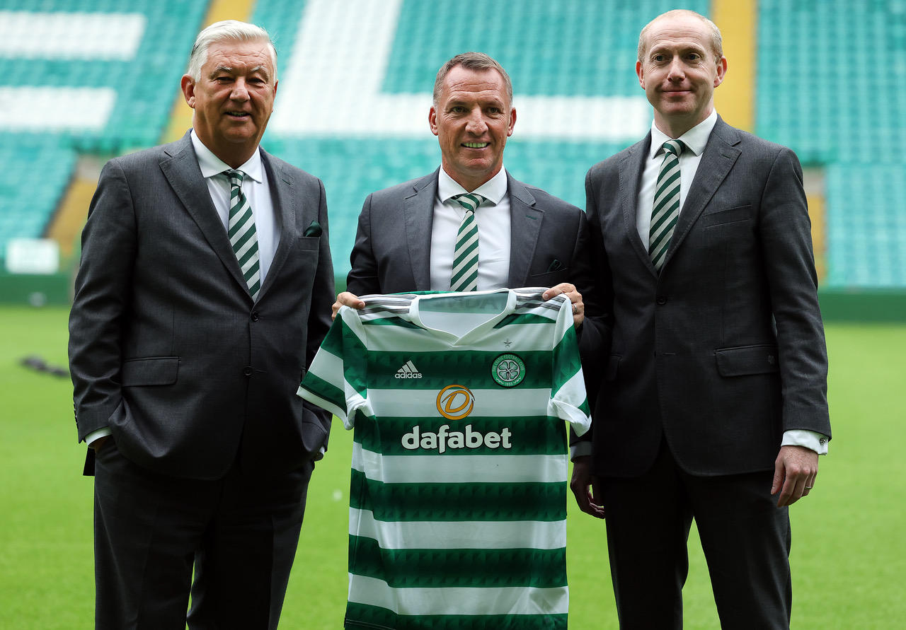 Peter Lawwell, Brendan Rodgers and Michael Nicholson