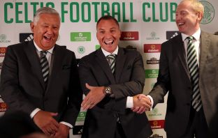 Peter Lawwell, Brendan Rodgers and Michael Nicholson