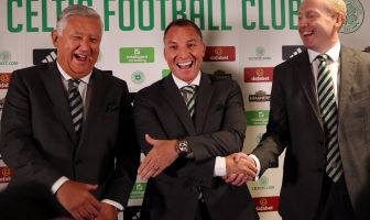 Peter Lawwell, Brendan Rodgers and Michael Nicholson