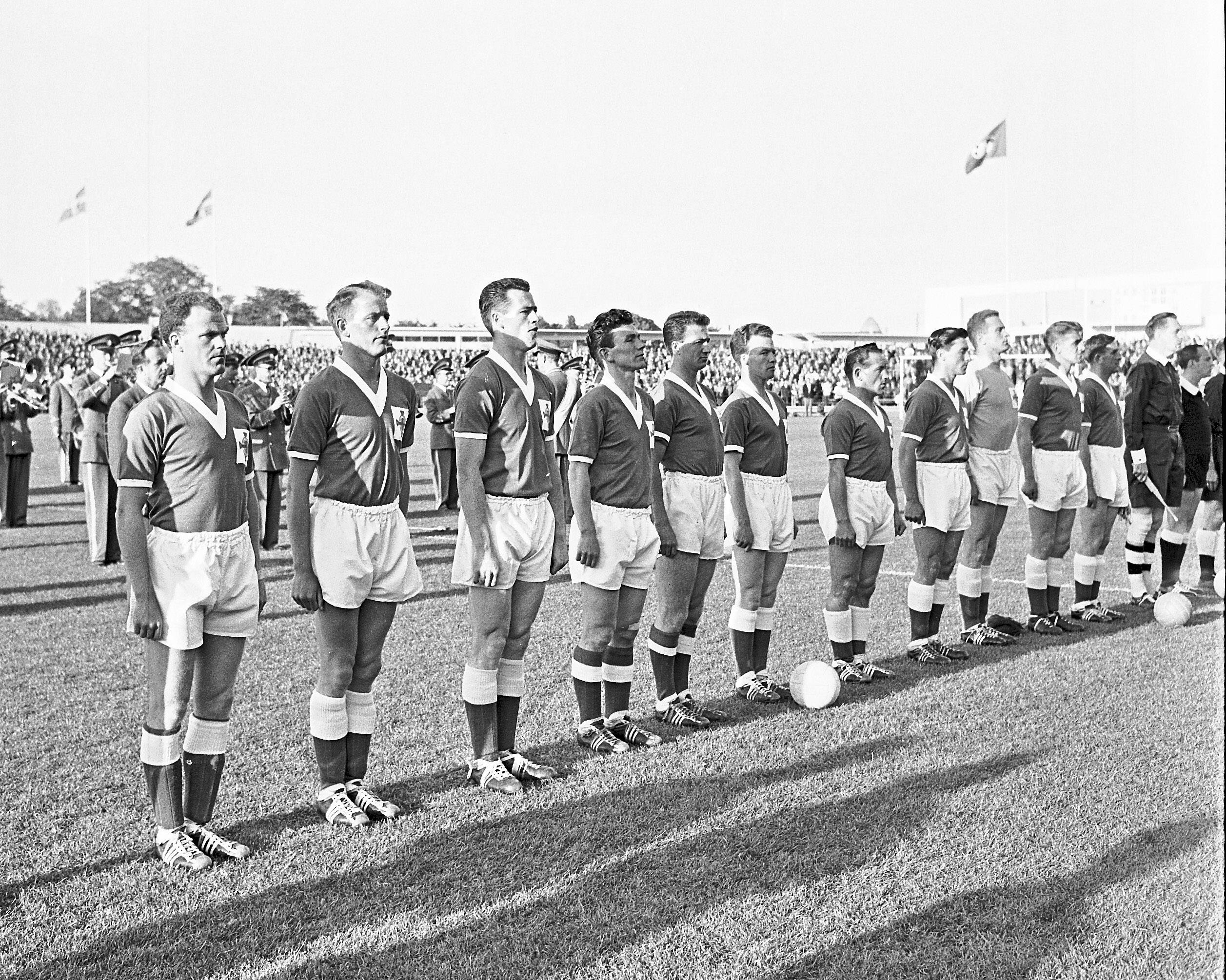 Celtic captain Bertie Peacock at the 1958 World Cup Finals in Sweden 