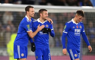Jamie Vardy celebrates
