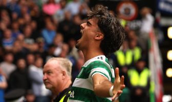 Jota of Celtic celebrates