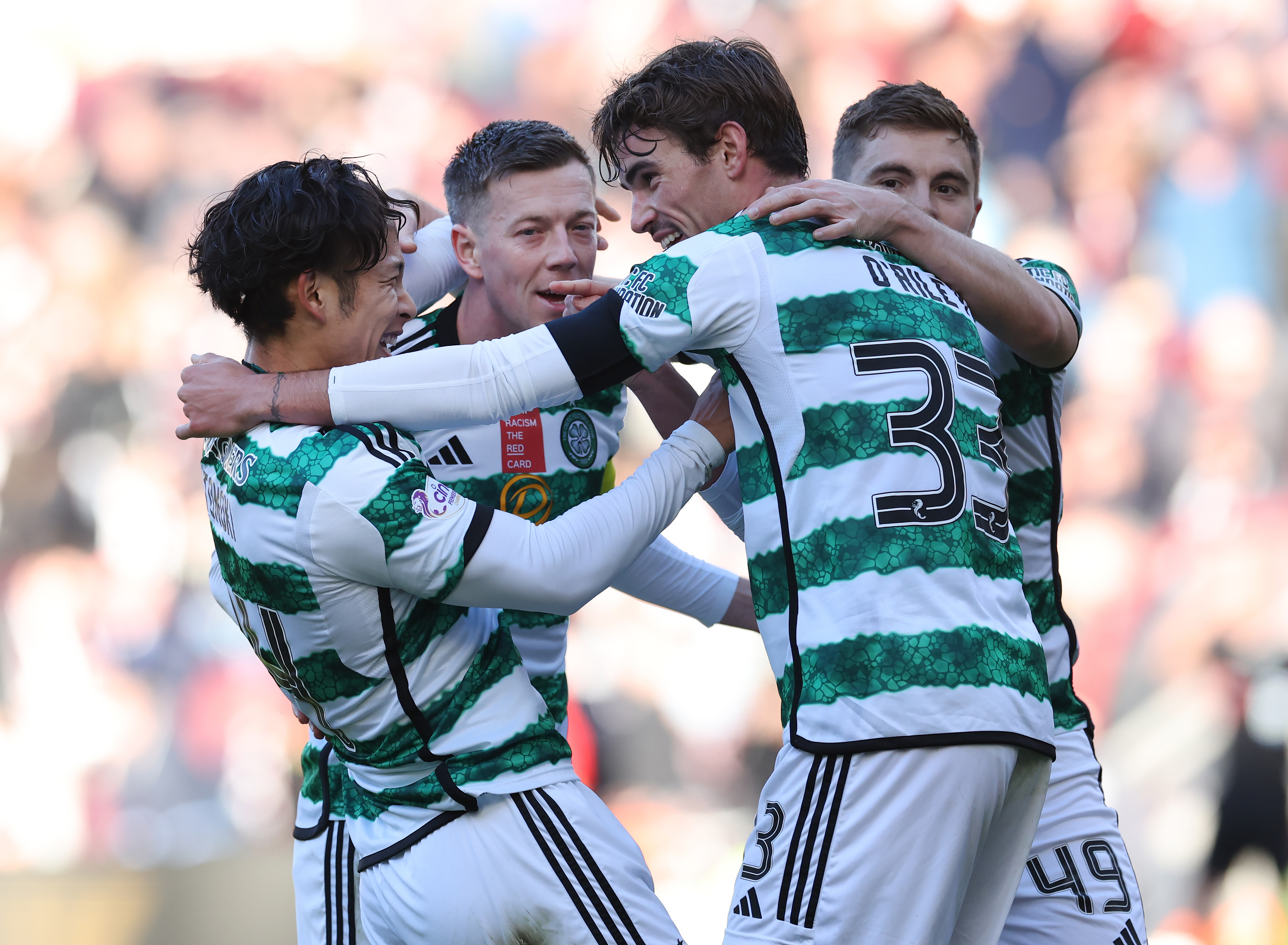 Tomoki Iwata of Celtic celebrates
