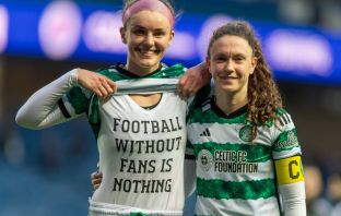 Caitlin Hayes with captain Kelly Clark of Celtic