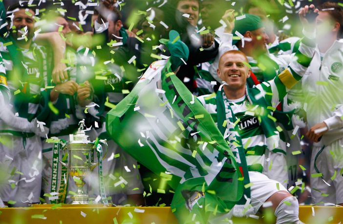 Neil Lennon celebrates a Scottish Cup Final win over Dunfermline.