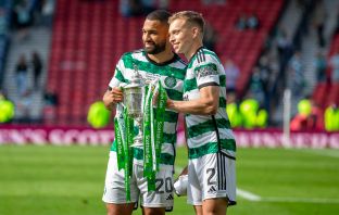 Cameron Carter-Vickers and Alistair Johnston with the Scottish Cup