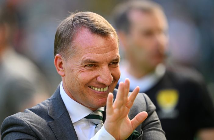 A delighted Brendan Rodgers on trophy day, 2024