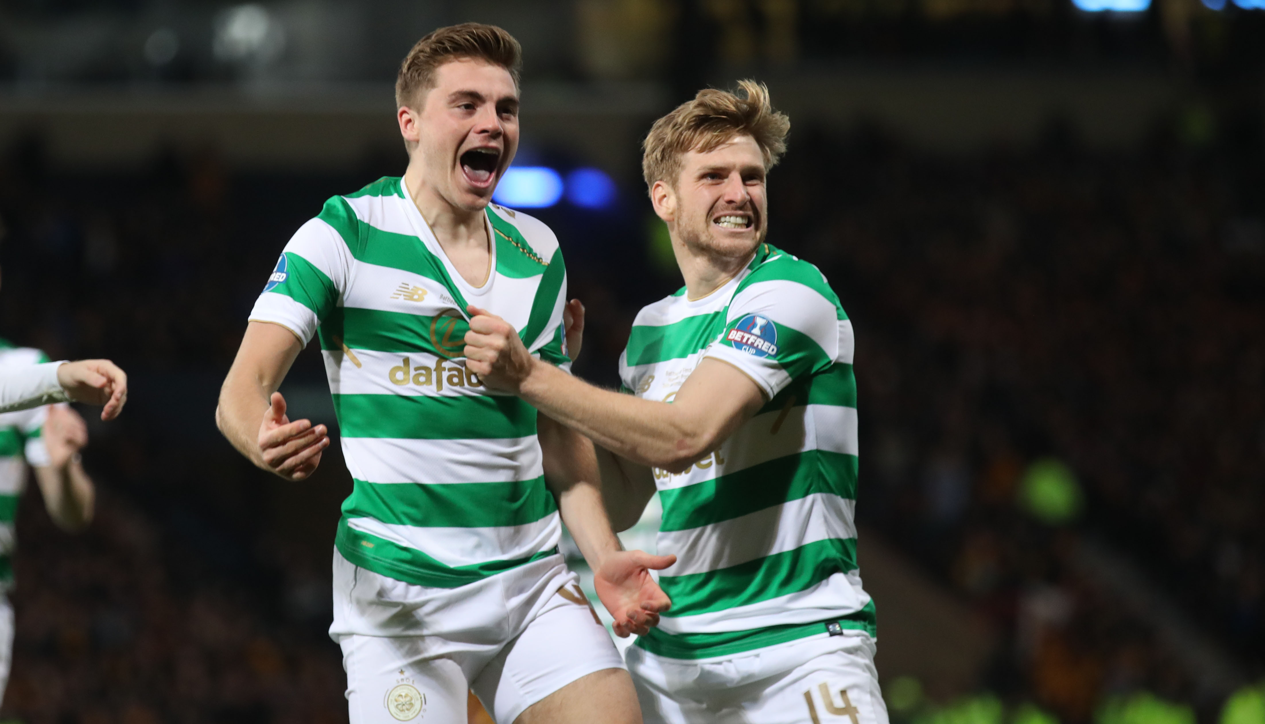 James Forrest and Stuart Armstrong celebrate
