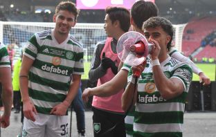Jota celebrating after cup final win over theRangers