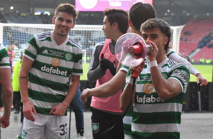 Jota celebrating after cup final win over theRangers