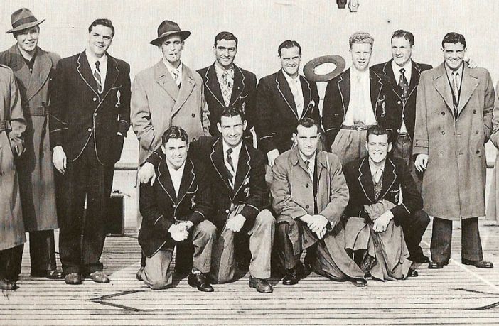 Sean Fallon with Celtic teammates