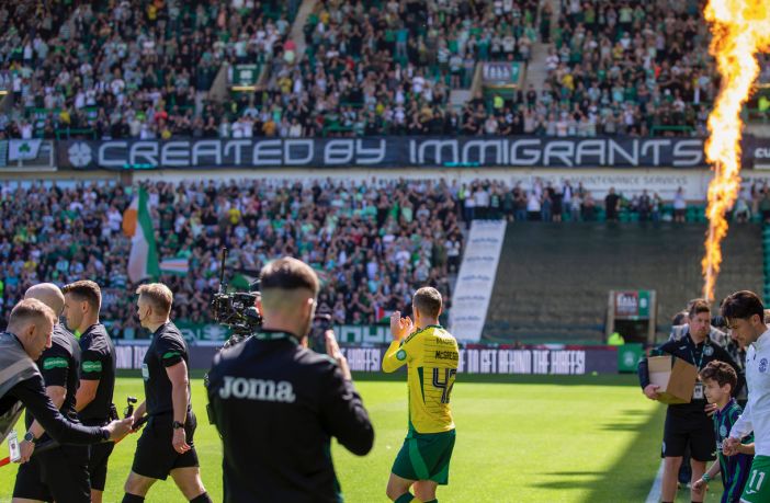 The Celtic support at Easter Road