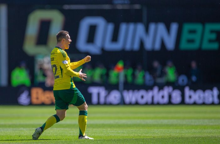 Callum McGregor celebrates after scoring at Easter Road