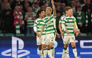 Daizen Maeda celebrates